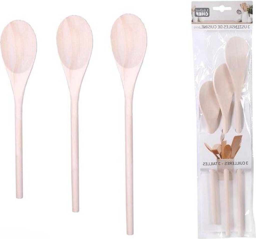 Holzlöffel-Set 3-teilig 35cm Küchenutensilien