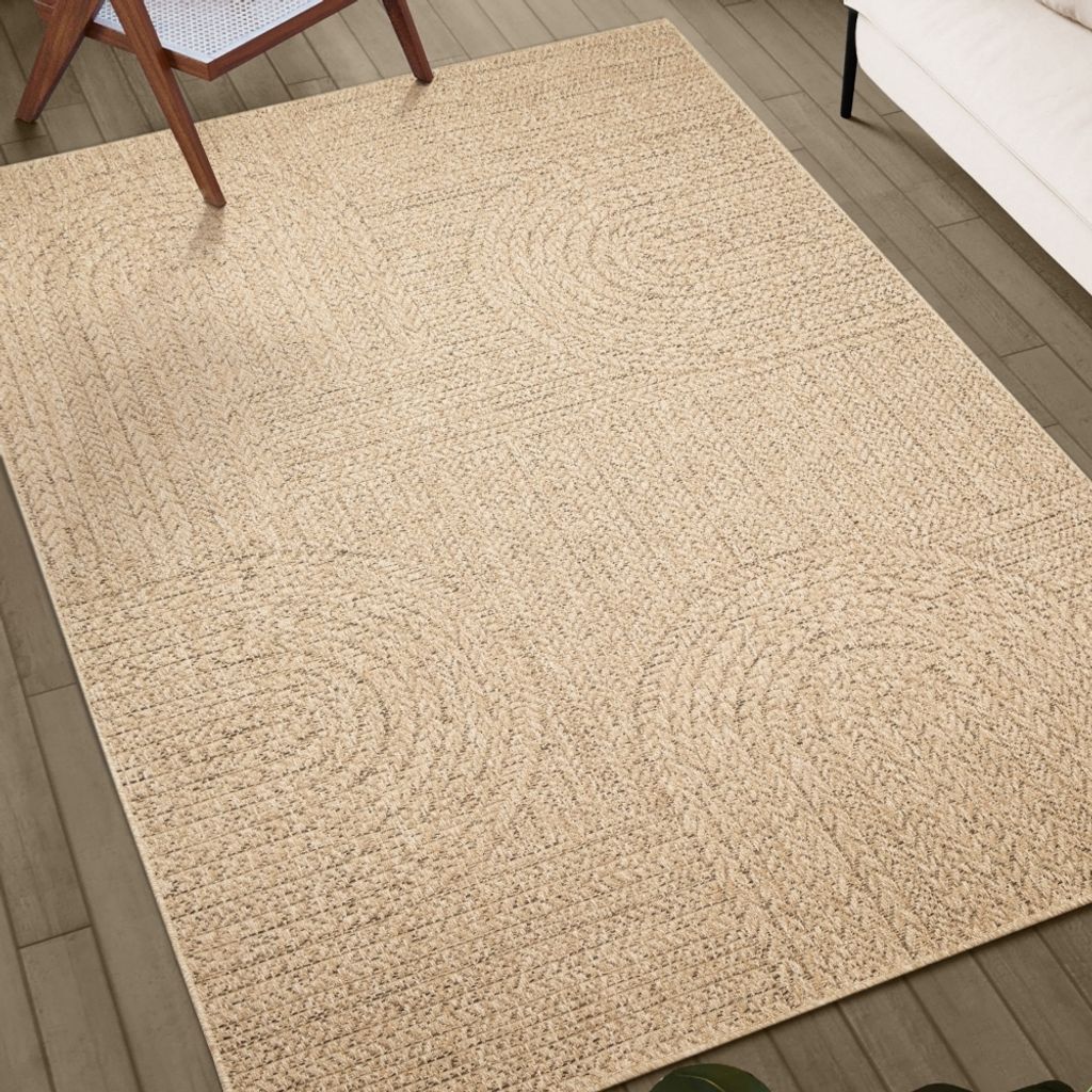 In- & Outdoorteppich in natürlichem Style für Küche, Esszimmer oder Terrasse Größe - 300 x 400 cm