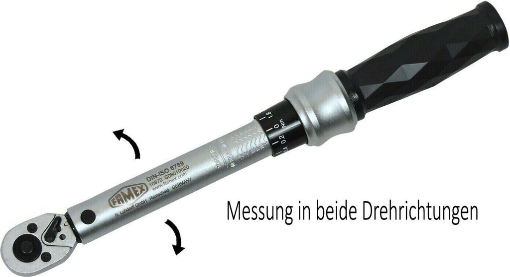 FAMEX 10872 Profi Drehmomentschlüssel 1/4 Zoll (6,3 mm) Produktbild 3