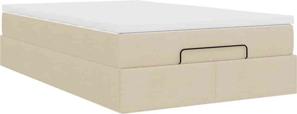 Ottoman-Bett mit Matratze Creme 120x200 cm Stoff