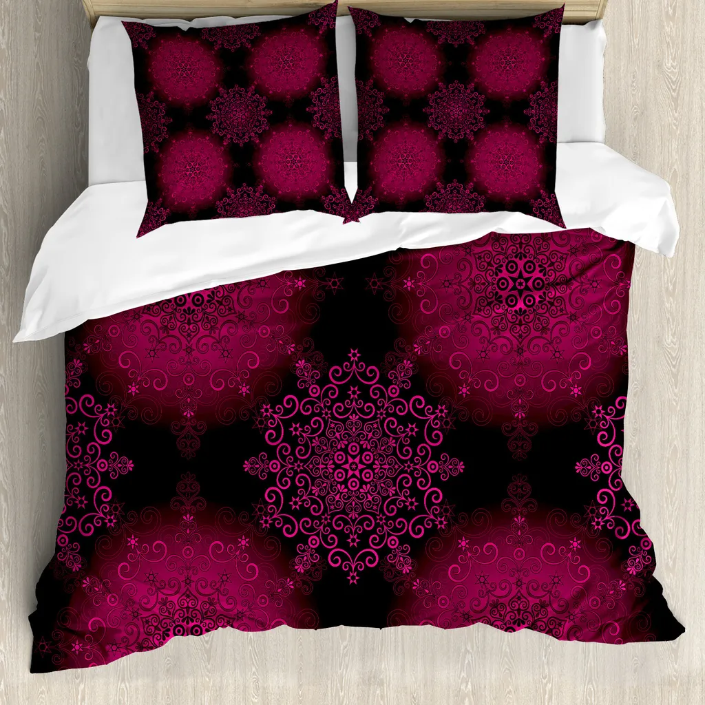 ABAKUHAUS Copripiumino Mandala Viola 155x220 - Set Letto Antiacaro