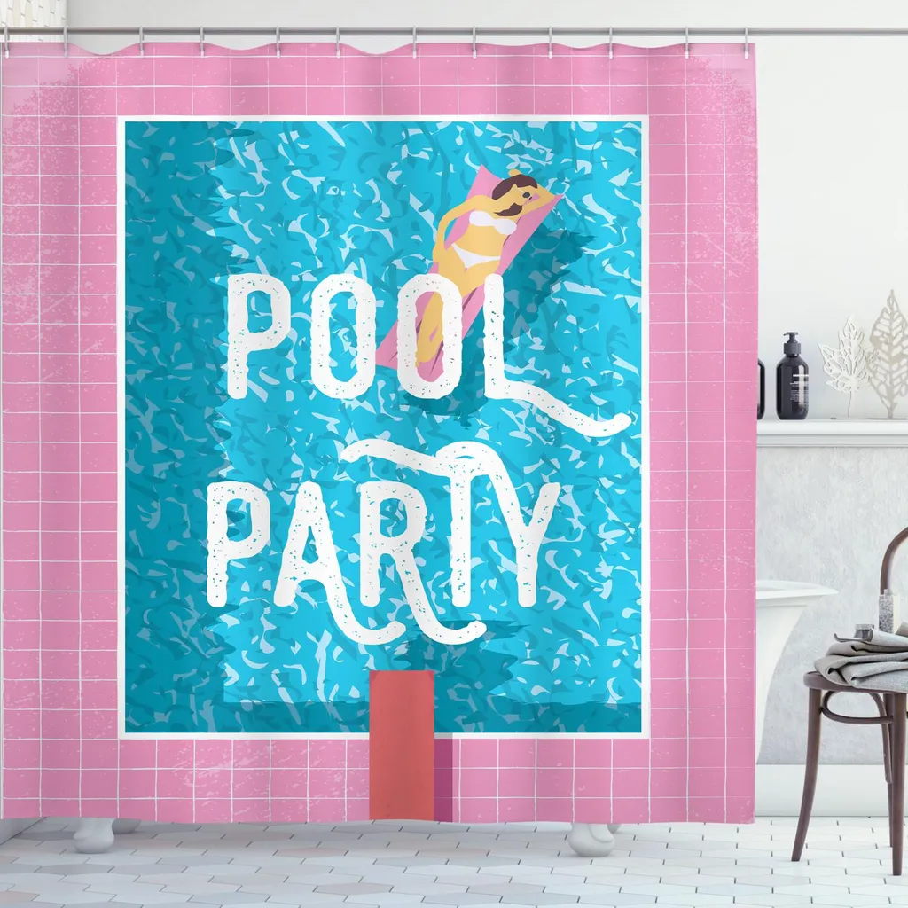 Tenda Doccia 175x180 cm Pool Party Retrò ABAKUHAUS - Antimuffa e Lavabile