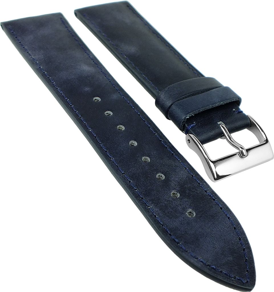 Florenz Uhrenarmband | Kalbsleder, blau mit Patina, Produktbild 