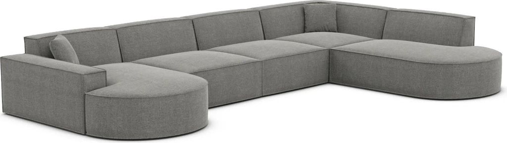 Strukturstoff U-Form XL Lounge Wohnlandschaft Brevia Grau Links