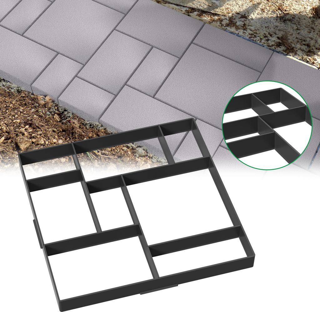 XMTECH DIY Betonform 1er Set, 8 Kammern Pflasterform Form Gehwegen Schalungsform, Wiederverwendbare Beton Gießform für Gehweg Garten Hof Terrasse...