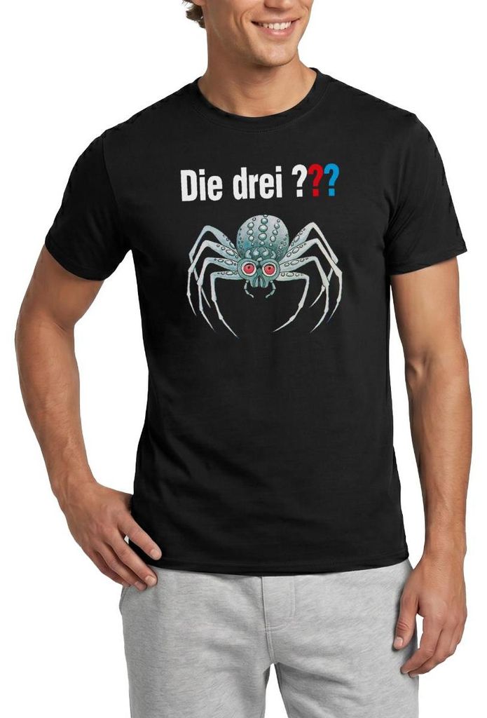 Spreadshirt Die Drei Fragezeichen und die silberne Spinne Männer T-Shirt, M, Schwarz