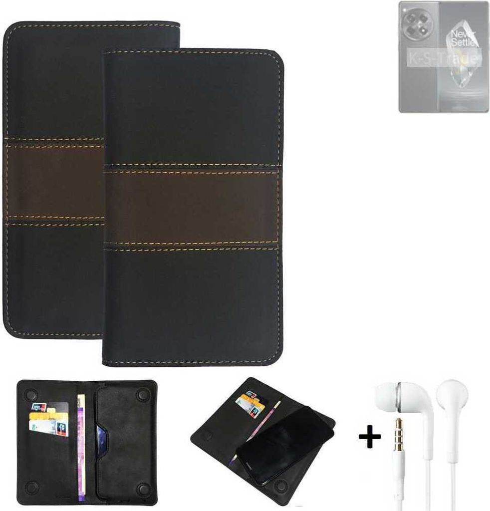 K-S-Trade Handyhülle + Kopfhörer kompatibel mit OnePlus Ace 3 Schutzhülle Walletcase Bookstyle Tasche Schutz Case Hülle Wallet Cover Kunstleder