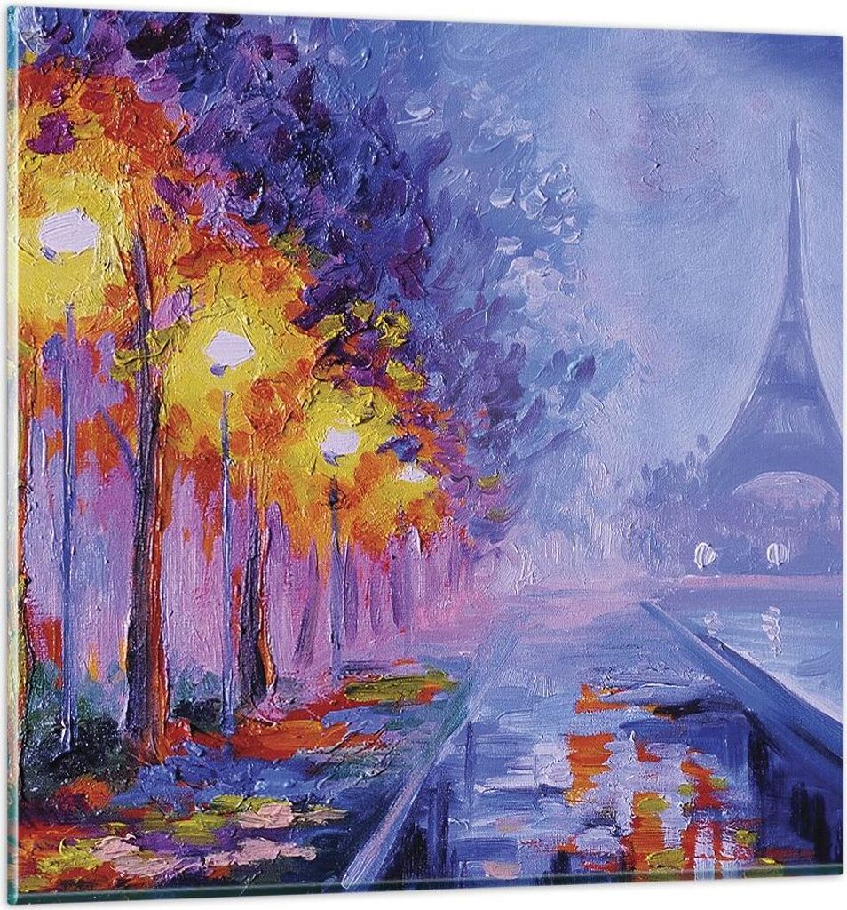 Bilder auf glas - Einteilig - Paris Laternen Eiffel - 50x50cm - Glasbilder - Wandbilder - Bilder - zum Aufhängen bereit - Wanddekoration aus Glas ...
