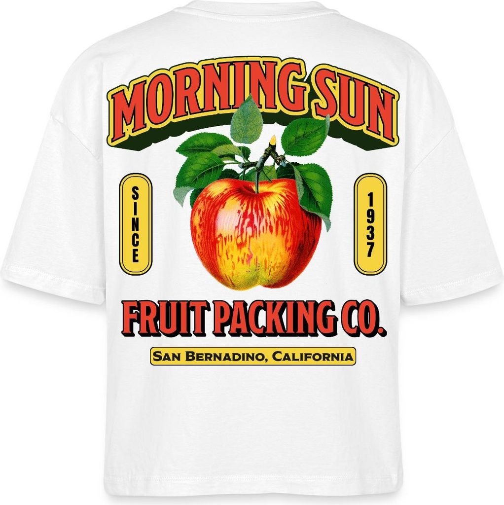 Spreadshirt Retro Apfel Print Boxy Shirt Damen, XL, Weiß