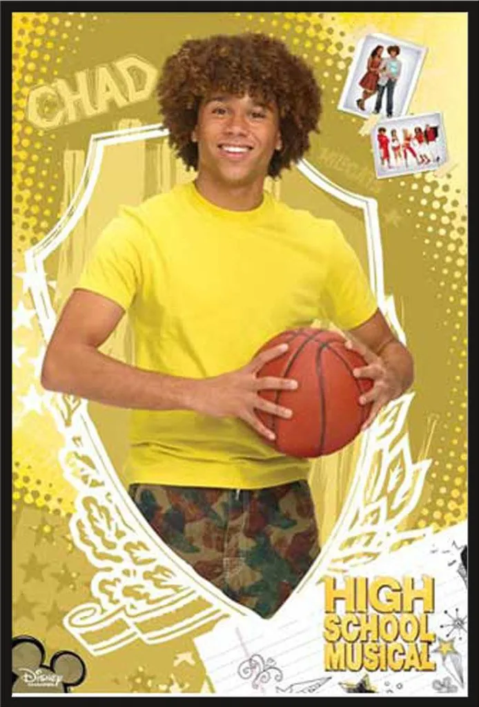 Poster High School Musical Chad V3 Shinsuke avec cadre noir en plastique