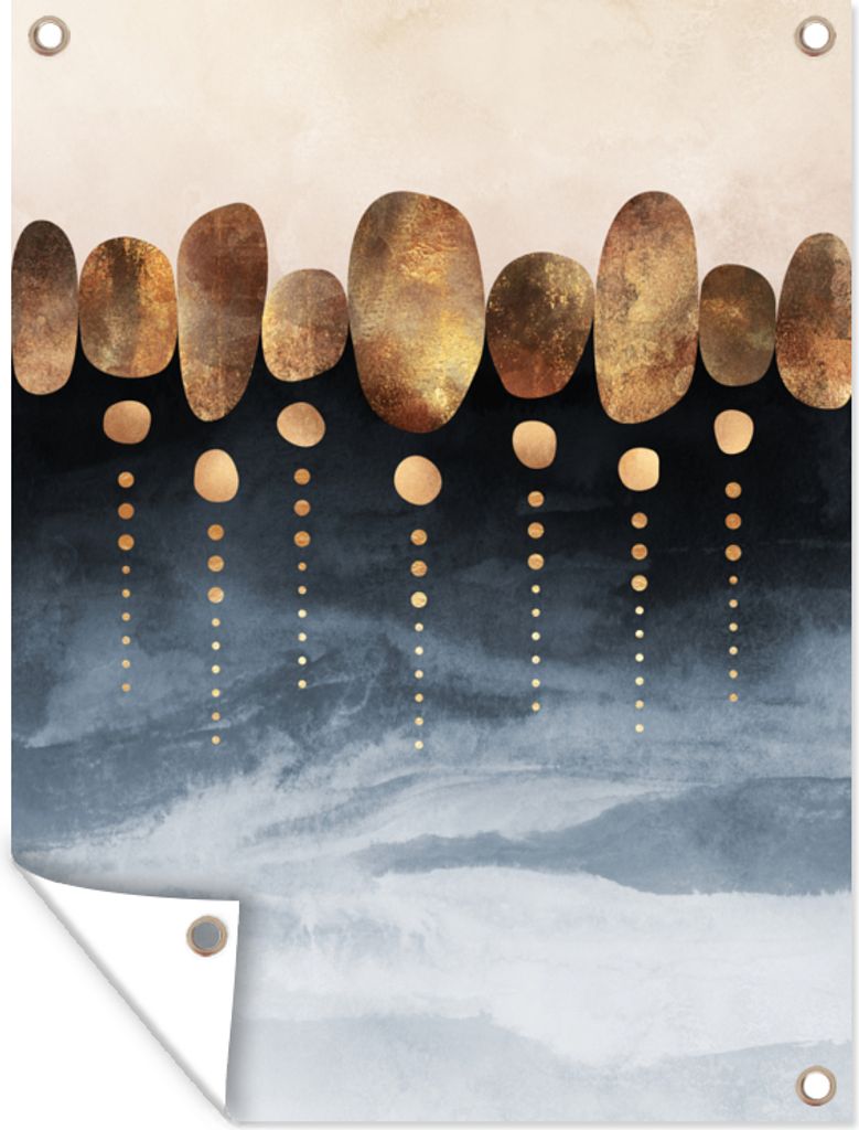 MuchoWow 30x40 cm Outdoor-Poster Gartendeko Sichtschutz Garten Poster für den Garten Gold - Abstrakt - Luxus