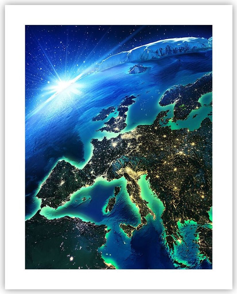 Poster - Poster ohne Rahmen - Nacht raum welt ansicht - 40x50 cm - Wand Bild - Wanddeko - Wandbilder - Kunstposter - Wandposter - Bilder - Kunstdru...