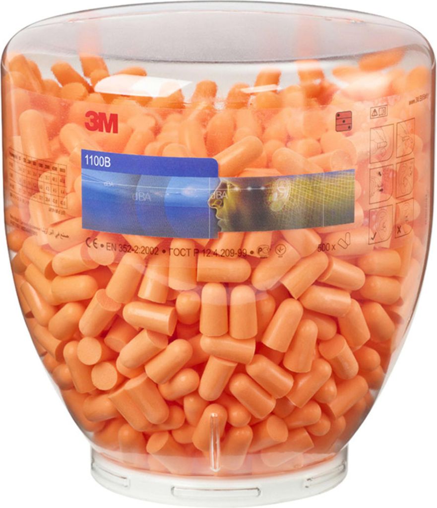 3M Gehörschutzstöpsel 1100B Refill-Aufsatz mit 500 Paar Orange, One Size