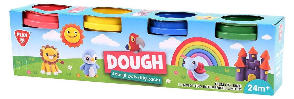 Playgo-Knetmasse, 4 Farben – 4 x 56 Gramm