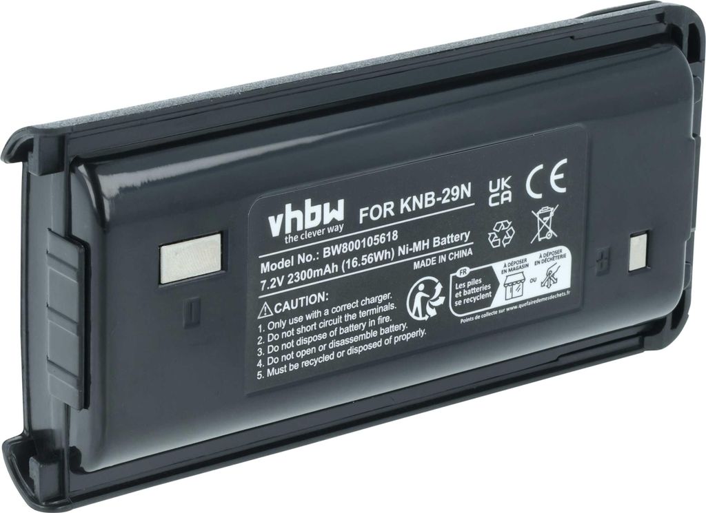 vhbw Akku kompatibel mit Kenwood TK-3302, TK-3301, TK-3300, TK-3301T, TK3240, TK-3301E, TK-3300UP Funkgerät, Walkie Talkie (2300 mAh, 7,2 V, NiMH)