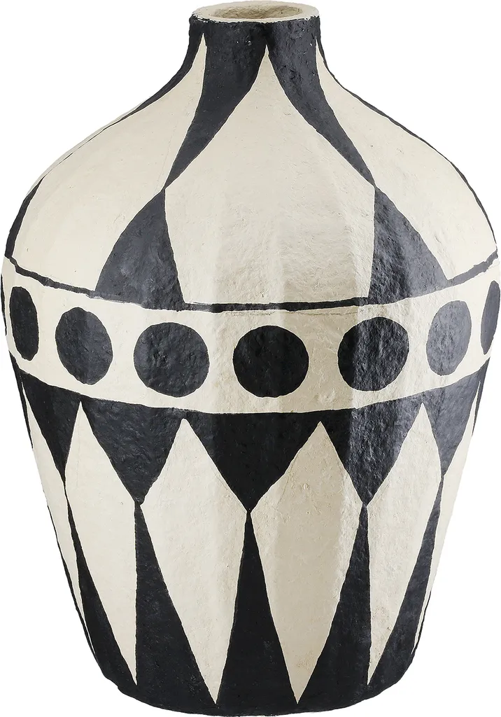 Grand vase crème pour fleurs séchées Reao Gilde en papier mâché 26cm