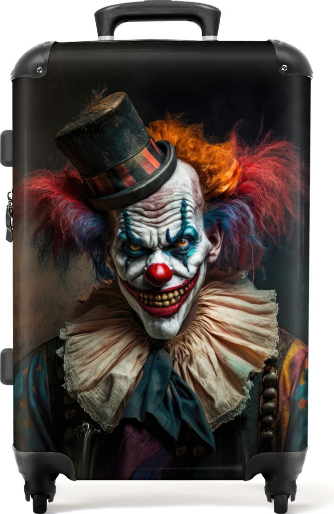NoBoringSuitcases.com® Großer Koffer - Clown - Hut - Kragen Produktbild 