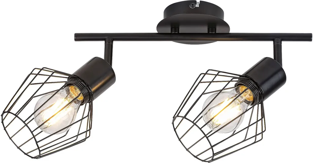 Plafonnier double douille E27 noir Belano 3535 - Éclairage de plafond