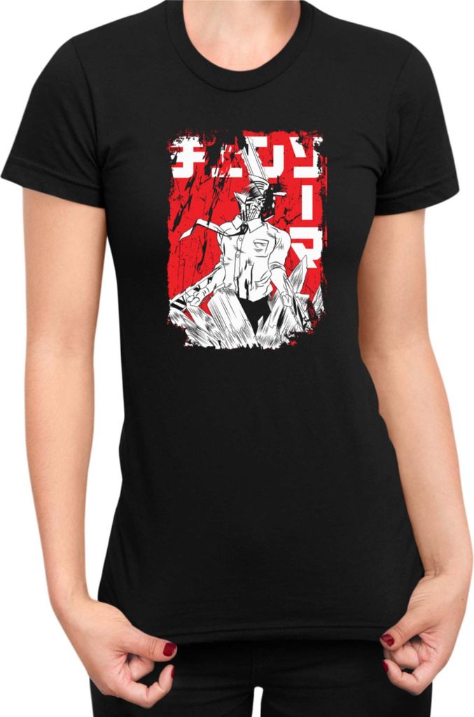 Damen T-Shirt Manga Japan Anime Comics Animation Chainsaw Anime manga Man 18, Lady XL / Schwarz