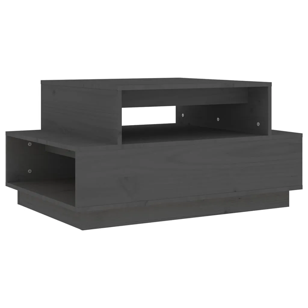 Table de Salon en Bois de Pin Gris Rectangulaire 80 cm pour Séjour