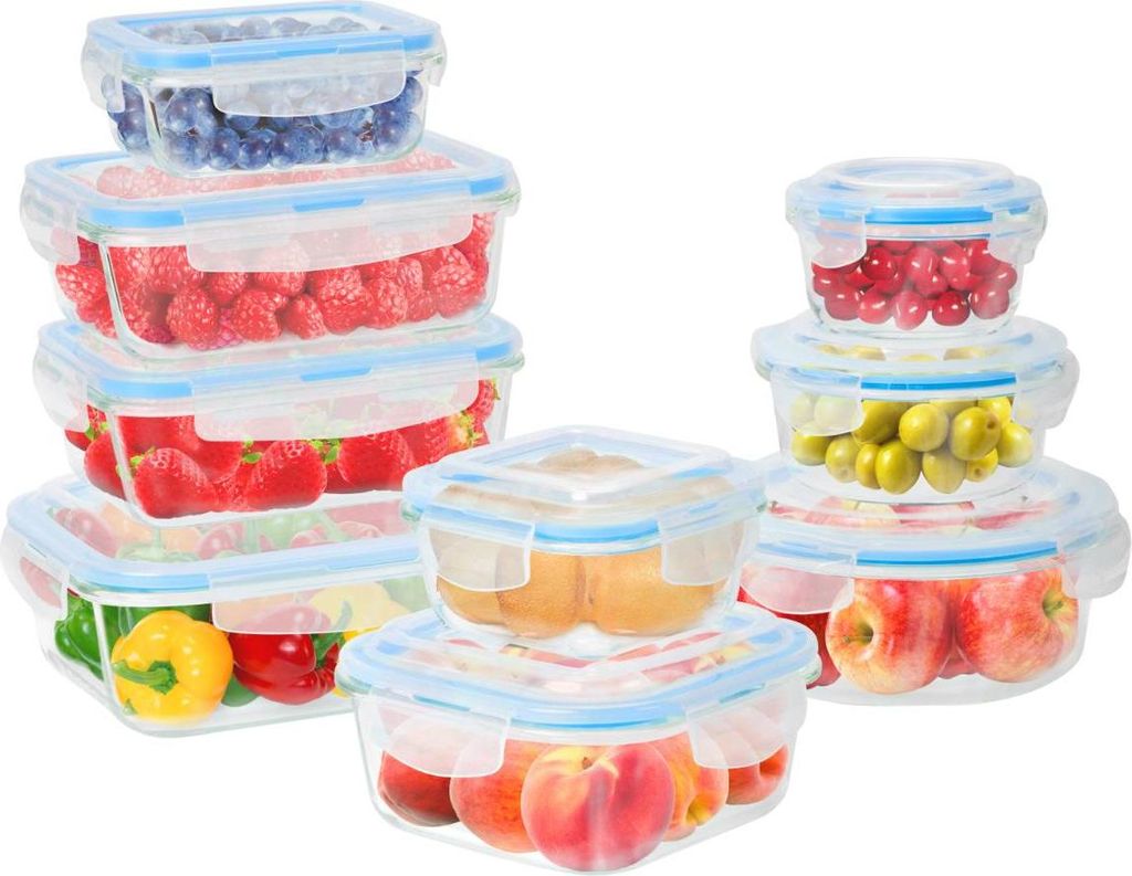 KitchenBrothers Meal Prep Boxen - Glas Frischhaltedosen Set - Luftdicht - BPA-frei - Glas - 9 Stück