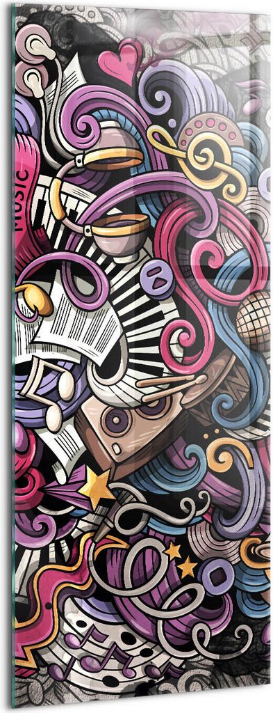 Designer Glasbild - Wandbild - Glas Bild - 50x125 cm - Musikinstrumente