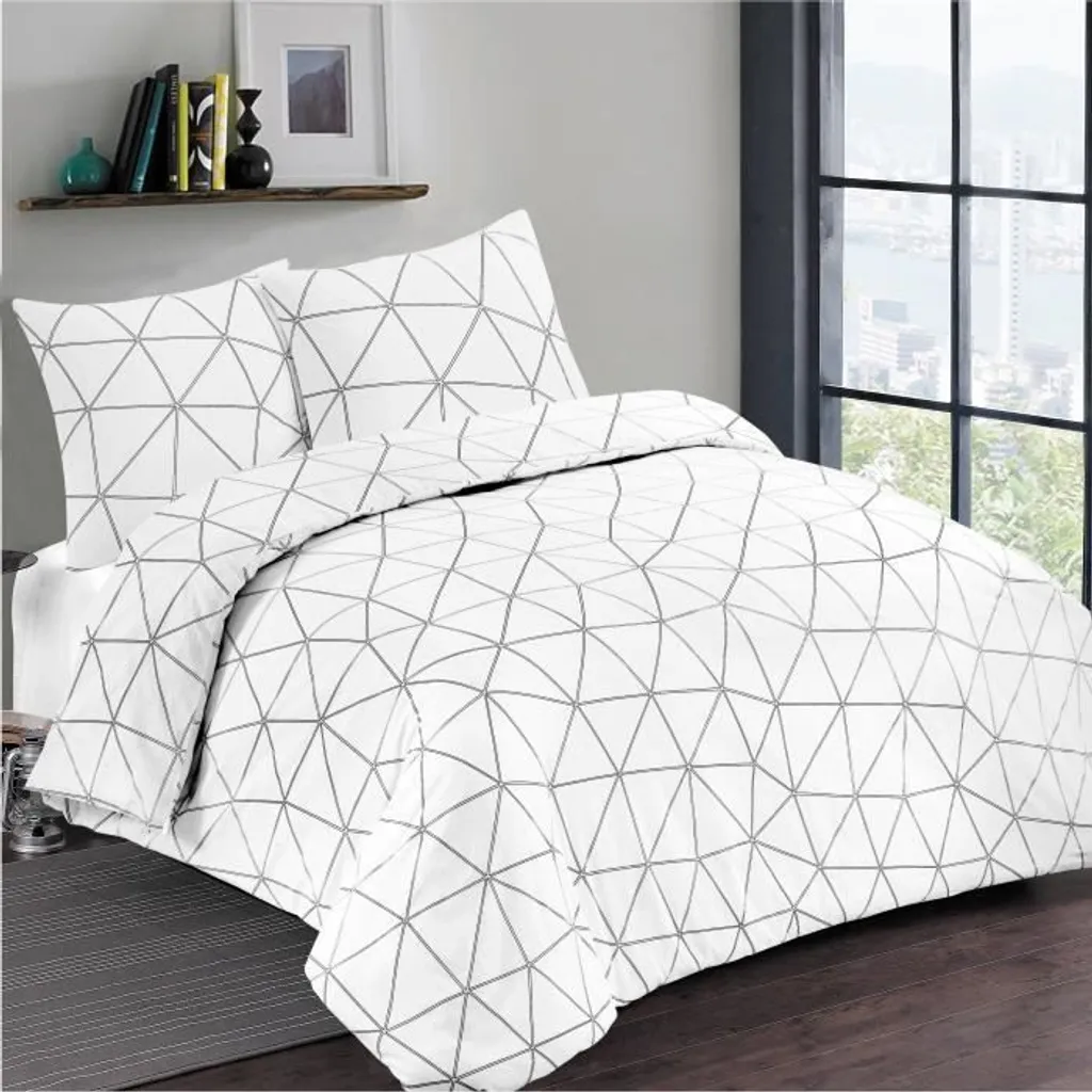 Housse de couette et taie VISION HUGO 140x200 cm Blanc Pur en pur coton