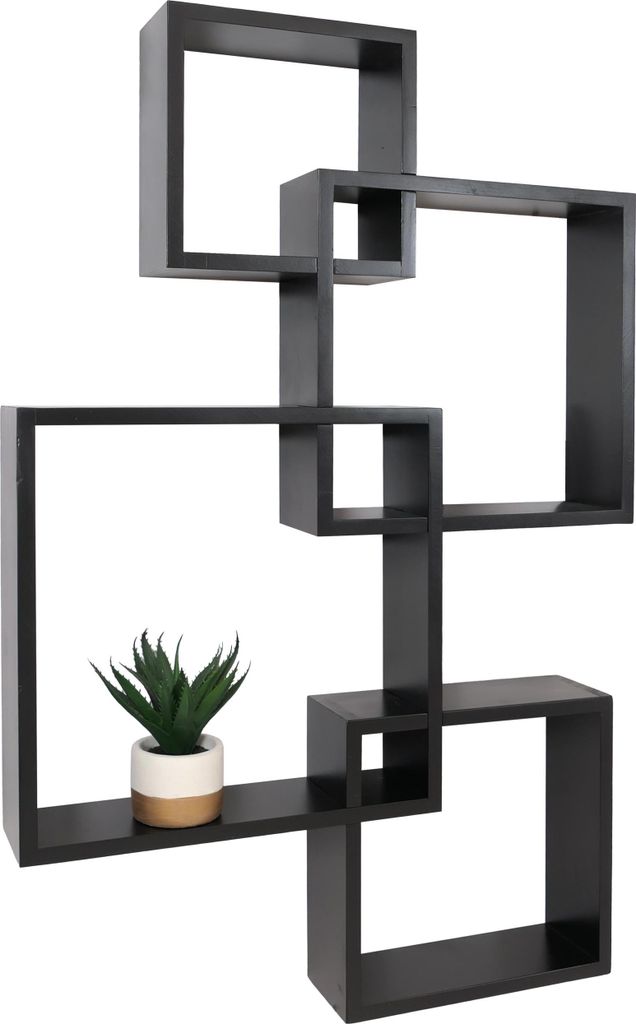 Wandregal HWC-P23, Schweberegal Wanddekoration Hängeregal Würfelregal Designregal, 4 Regale schwarz