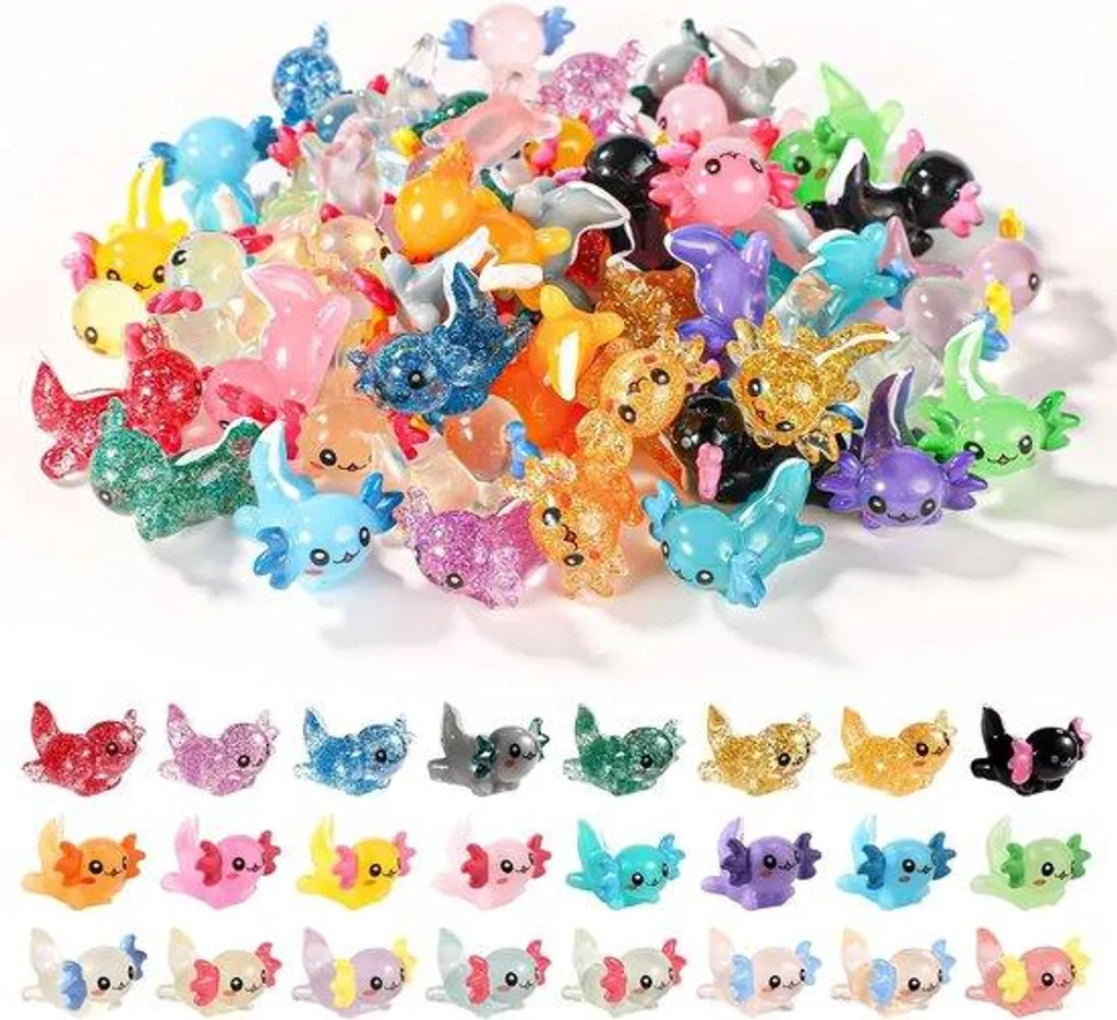 48 Figurines d'axolotls miniatures en 3 styles pour déco et bricolage