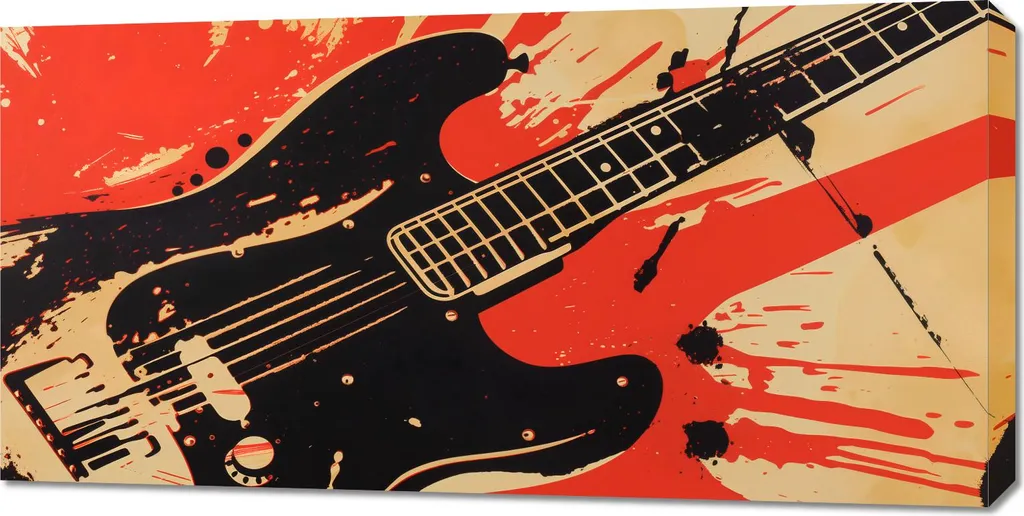 Regalo Originale Musicista: Quadro Chitarra Elettrica 100x50cm Tela