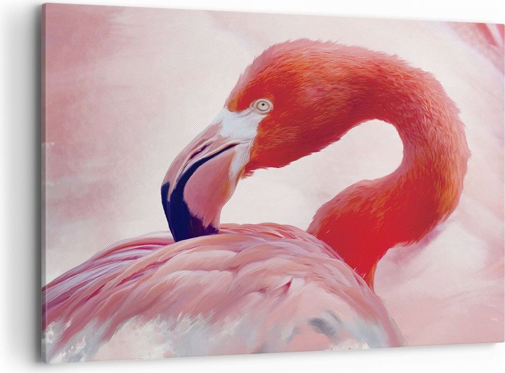 Bild auf Leinwand - Leinwandbild - Einteilig - Flamingo Vogel Porträt - 100x70cm - Wand Bild - Wanddeko - Wandbilder - Leinwanddruck - Bilder - Wa...