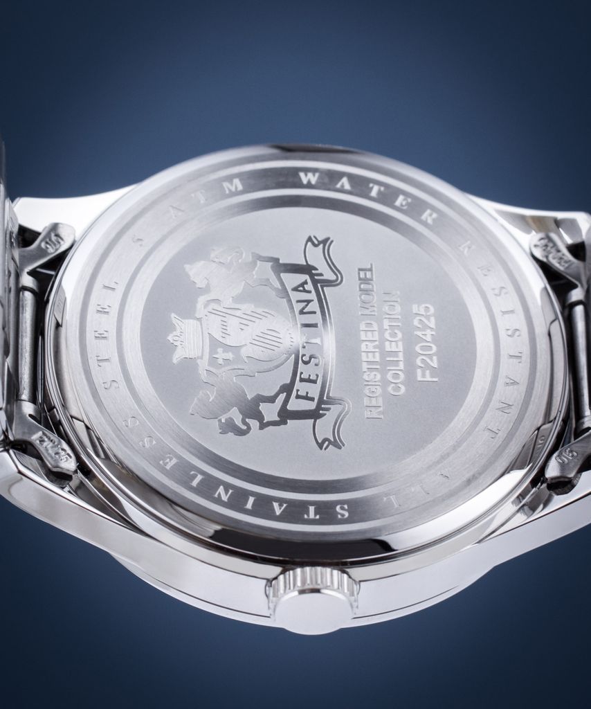 Festina Classics Orologio Uomo F20707/5 - Cassa E Cinturino In Acciaio 316L Grigio, Quadrante Verde, 5 ATM