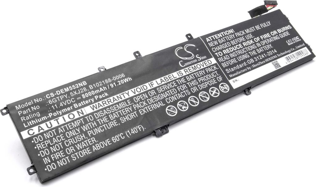 vhbw Akku kompatibel mit Dell XPS 15 9560, 15-9560-D1845, 15-9560-D1645, 15-9560-D1745, 15-9560-D1545 Notebook (8000 mAh, 11,4 V, Li-Polymer)