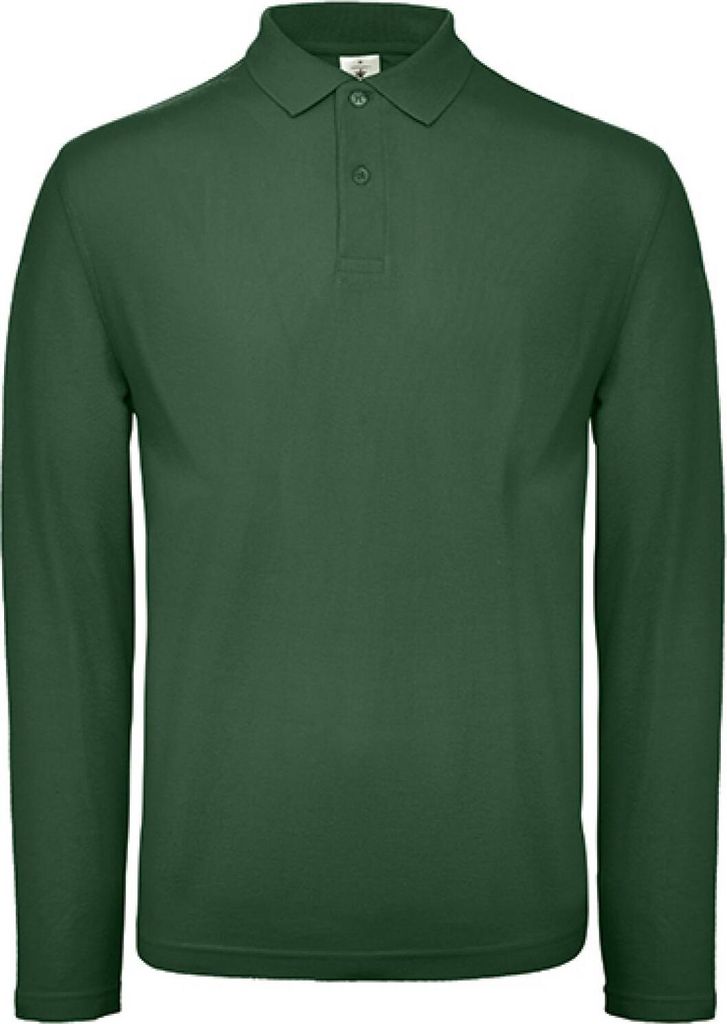 B&C PUI12 | Herren Long Sleeve Polo ID.001 / 100 % Baumwollpiqué - Farbe: Bottle Green - Größe: 4XL