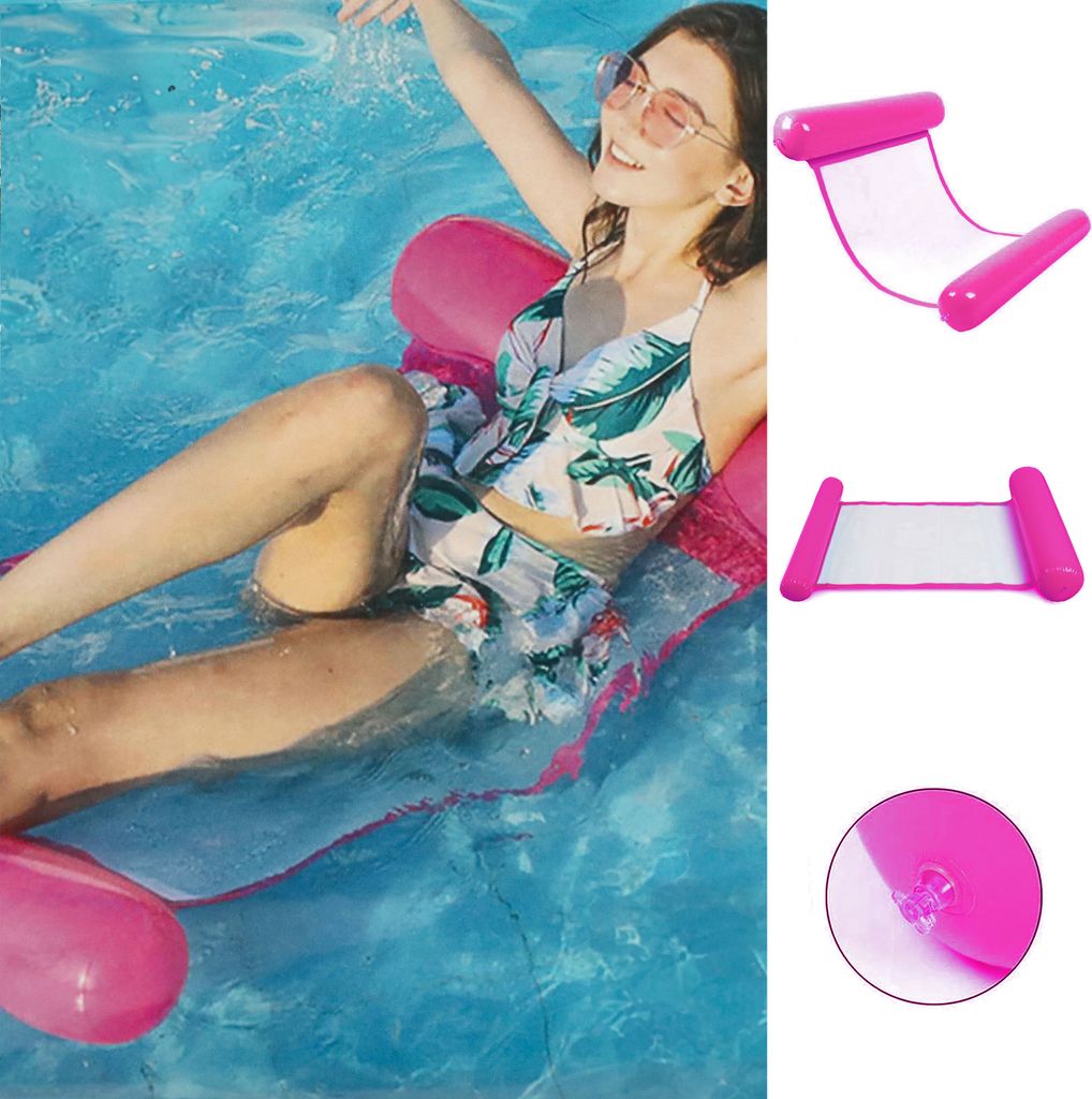 Wasserhängematte aufblasbar pink 100x70cm PVC belastbar bis 100 Kg Schwimmbett Hängematte Poolhängematte