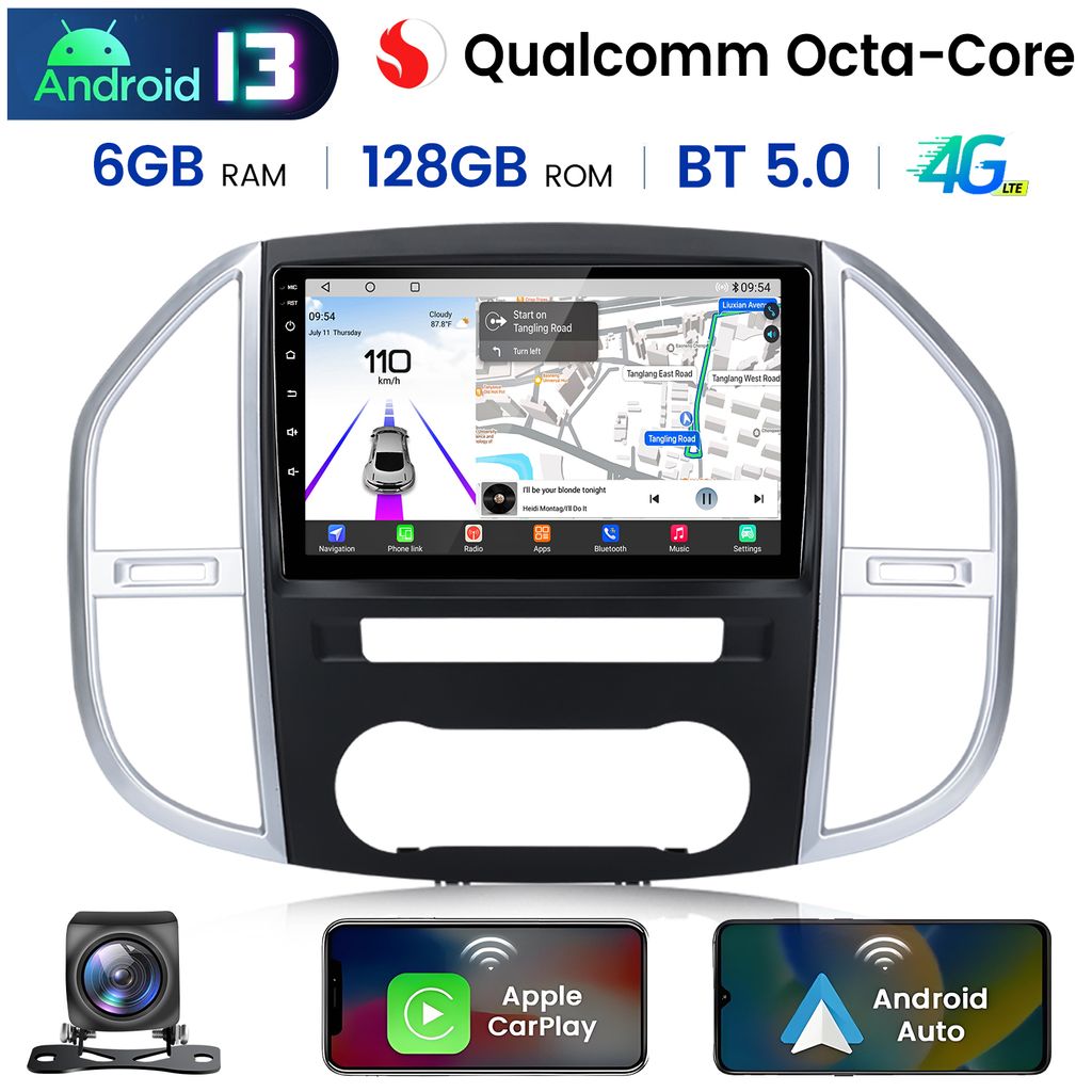 CarPlay Android Auto Autoradio Für Mercedes-Benz Vito W447 (2014-2022) – Hochleistungs-Octa-Core Prozessor, 6+128GB, GPS, Bluetooth, Touchscreen