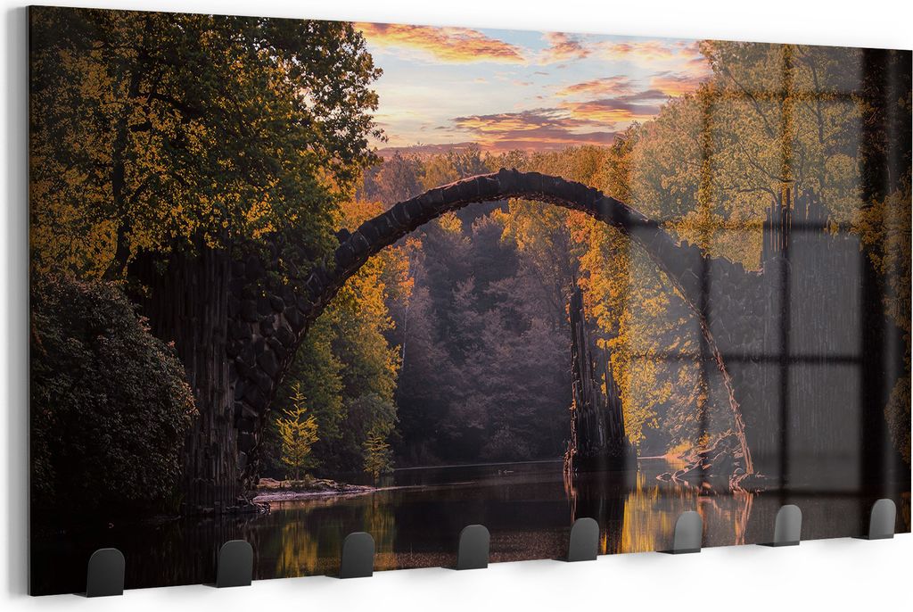DEQORI Kleiderhaken Glas 60x30 cm 'Spiegelbrücke' Wand Garderobe beschreibbar Paneel