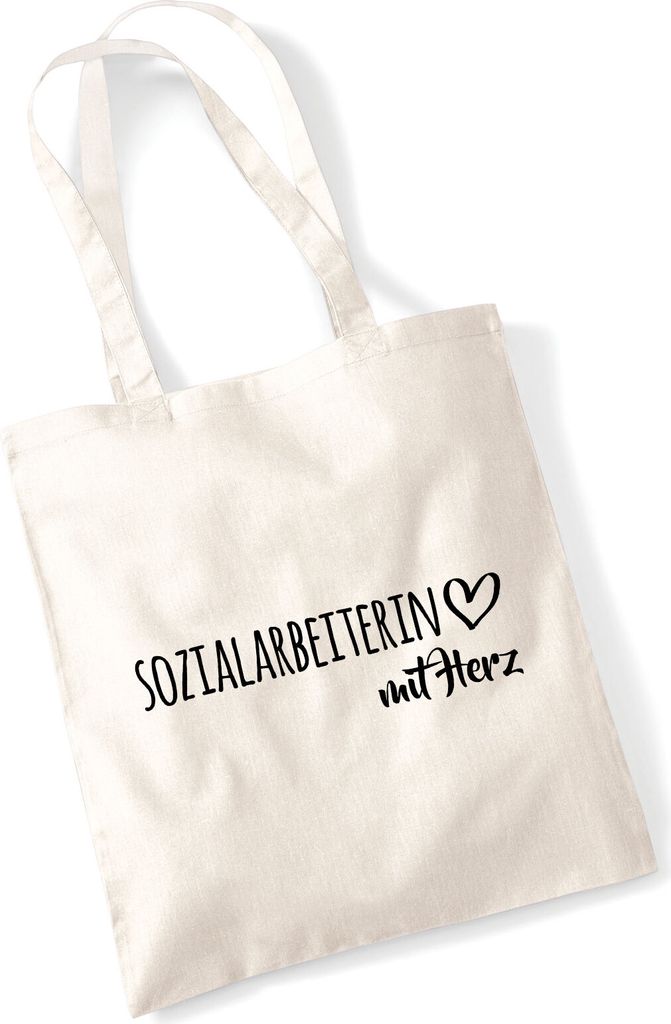 Huuraa Jutebeutel Sozialarbeiterin mit Herz 10 Liter Natural Baumwolle Tasche Geschenkidee