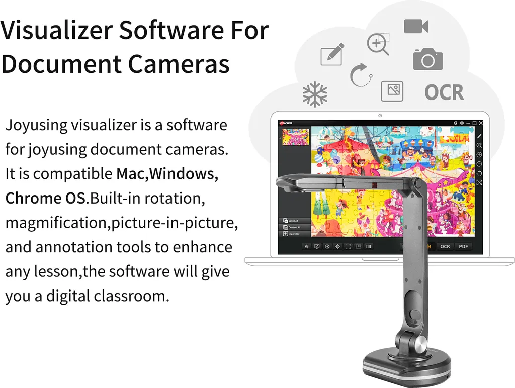JOYUSING V500S Caméra de Documents USB 8MP Auto Focus Format A3 pour Mac - 4