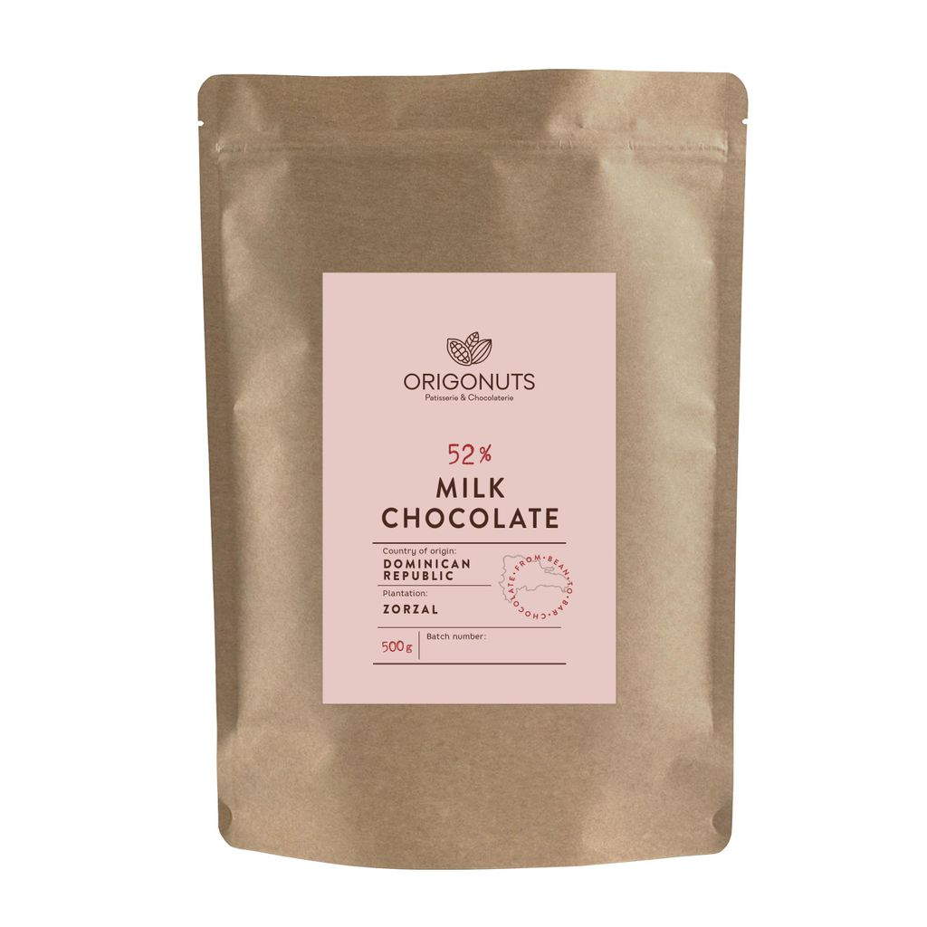 ORIGONUTS, Schokodrops, Vollmilchschokolade zum Schmelzen, Dominikana 52%, 500g