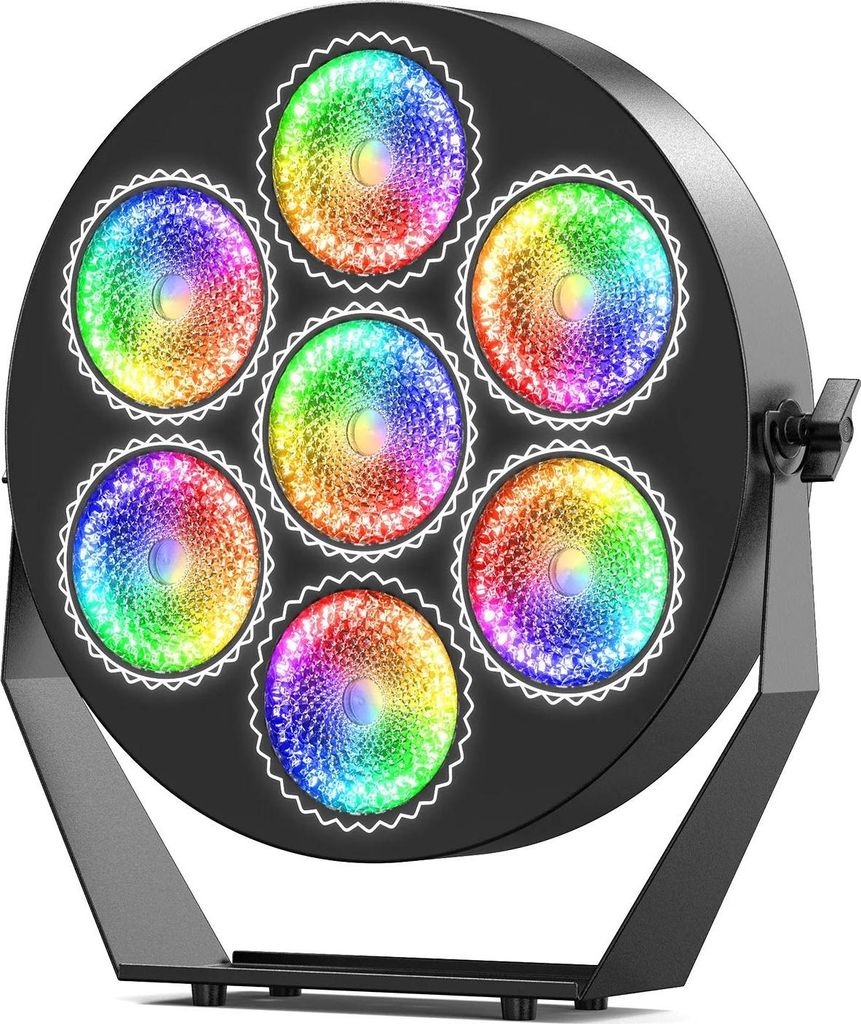 RGB LED Bühnenlicht - PAR Scheinwerfer 7x50W - DMX512 13/37 Kanäle - RGB-LED (168 Stk.), Stroboskop - Auto/Sound/Master-Slave - Spannung 90–240...