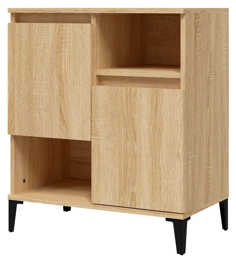 Sideboard, Kommode mit 4 Fächern, Hochboard für das Wohnzimmer mit Türen, Schrank Anrichte Beistellschrank, Sonoma-Eiche Holzwerkstoff