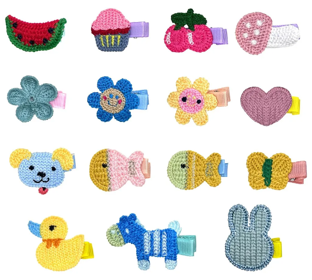Barrettes à cheveux enfant en crochet fait main motifs animaux