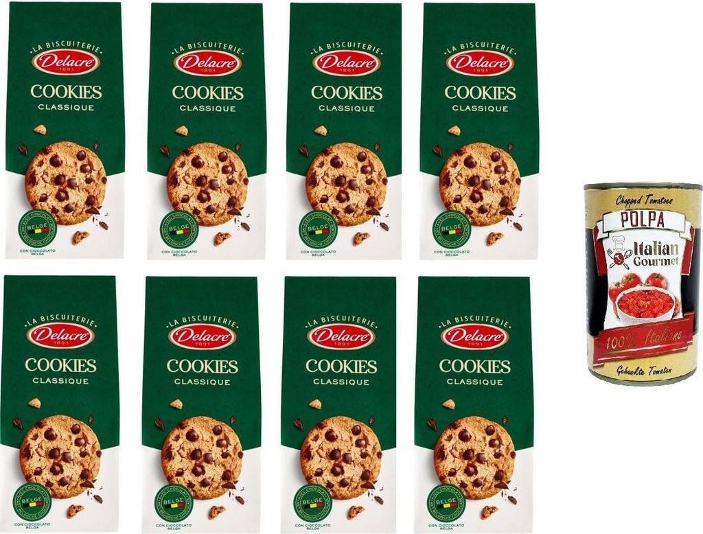 Delacre La Biscuiterie Cookies Classique La Biscuiterie Klassische Kekse 8x 136 g+Italian Gourmet polpa 400g