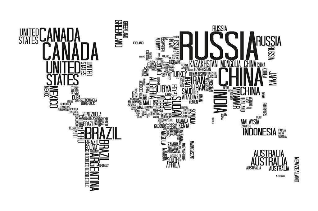 Papier peint mural XXL Carte du Monde noir et blanc Vlies 270 x 180 cm