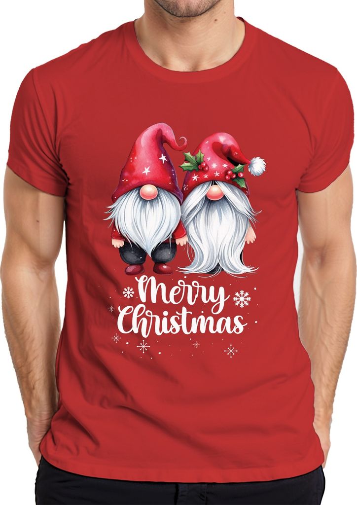 Merry Christmas Gnome Elfen Wichtel Pärchen - Weihnachten Weihnachtsgeschenk Christmas Herren T-Shirt, Rot, 3XL