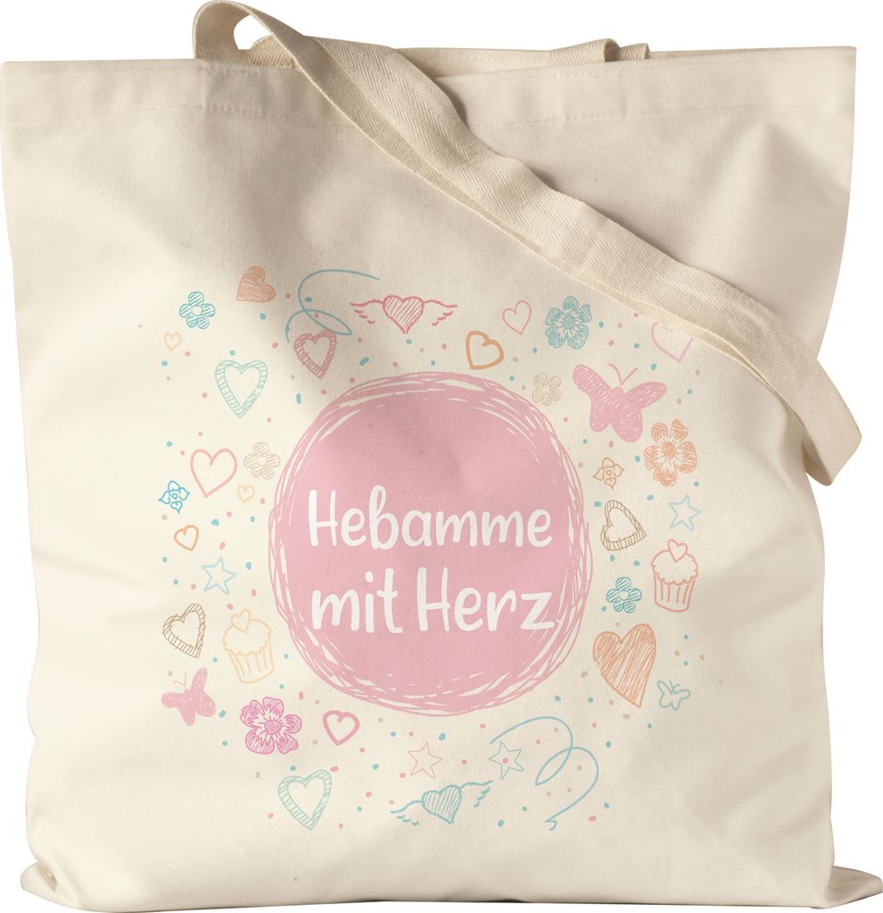 Hebamme mit Herz Jutebeutel Stoffbeutel Canvas Dankeschön Geschenk Danke Sagen Für Alles Soziale Berufe
