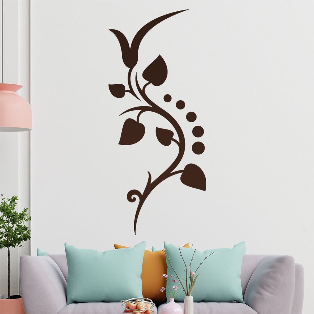 Blätter -Linien Punkte Wandtattoo in 6 Größen - Wandaufkleber Wall Sticker - Dekoration, Küche, Wohnzimmer, Schlafzimmer, Badezimmer