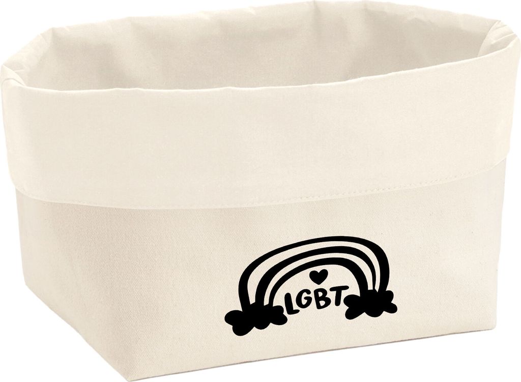 Huuraa Organizer LGBT Regenbogen Herz 8 Liter Large Canvas Baumwolle Utensilo Geschenkidee