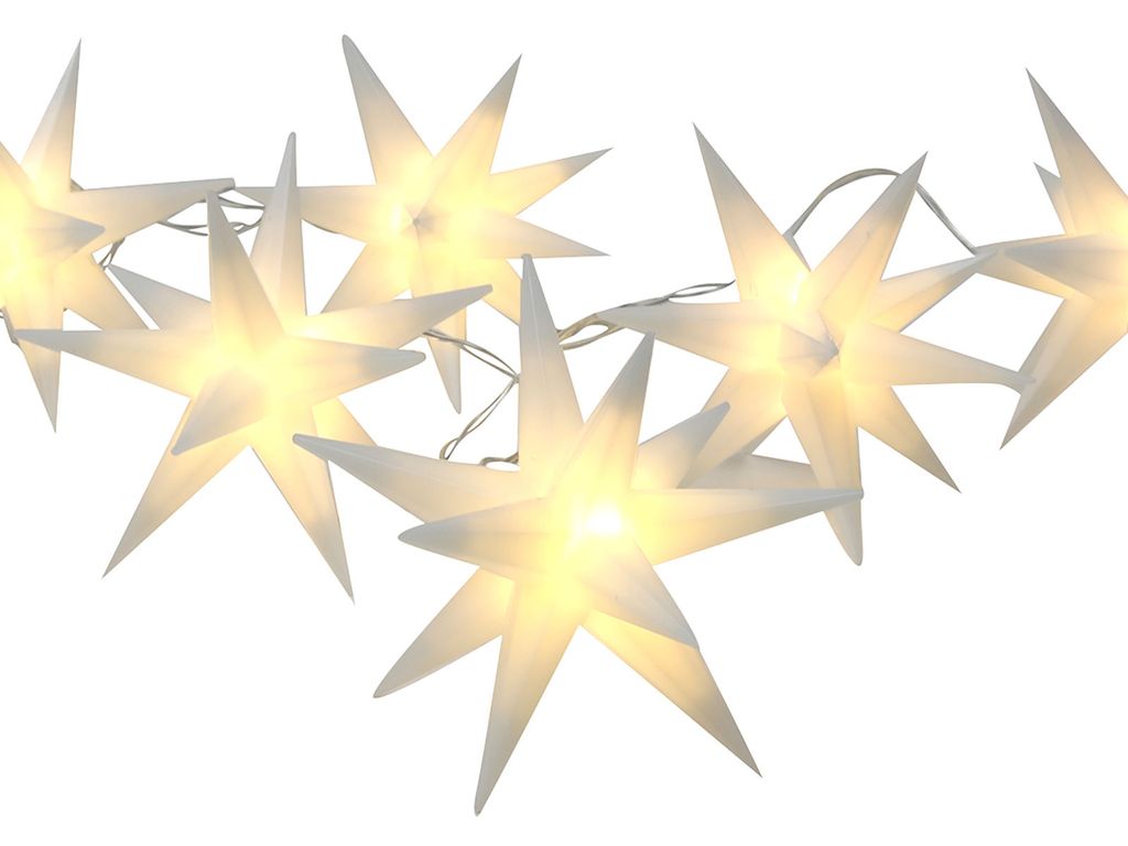 LED-Lichterkette Sterne, rot, 165 cm, D 4 cm, 10 warmweiße LED